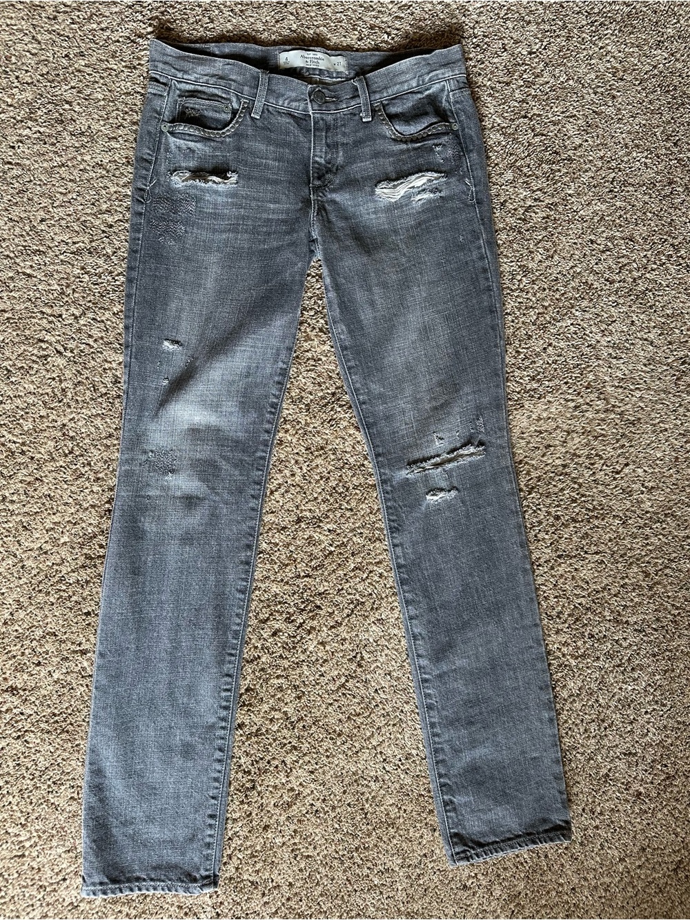 Abercrombie & Fitch Distressed Gray Jeans